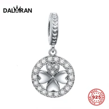 DALARAN DIY Ручная бижутерия серебряные бусины 925 пробы счастливый клевер никогда не линяет подходит для женщин браслеты с подвесками ожерелье подарок на день Святого Валентина