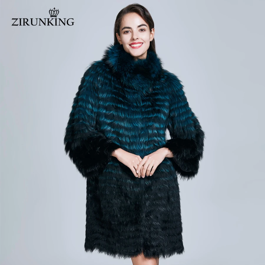ZIRUNKING новинка 2020 года цветное женское искусственное пальто из натурального Меха