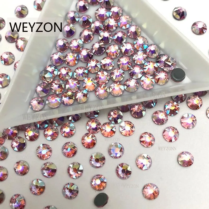 

Big and Small Cuts Lt.Rose AB Color Hot-fix Rhinestone SS20(4.8mm-5.0mm) Size Crystal material Iron On Rhinestone for Garments