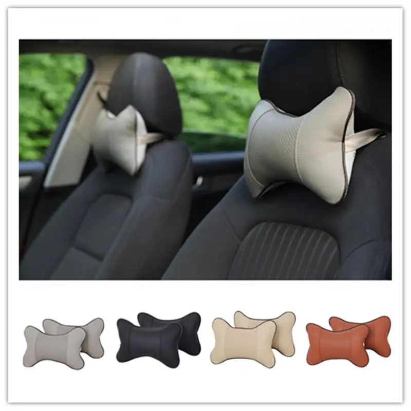 

1 PCS Car Seat PU Leather Pillow Soft Headrest Pillow Support Cushion Pad Memory Foam Head Neck Protector Pillow for Auto Car