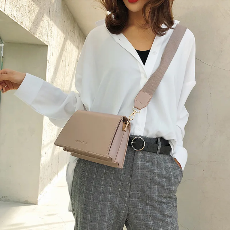  [BXX] Women's Single Shoulder Crossbody Bag All-match Flap 2020 Vintage PU Leather Female Party Han - 33025385602