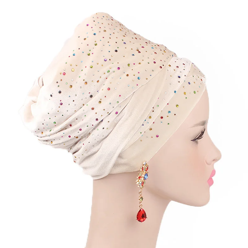 Helisopus красочный мусульманский удлиненный головной шарф, Женский Звездный бархатный тюрбан, индийские аксессуары для волос, женские головные уборы