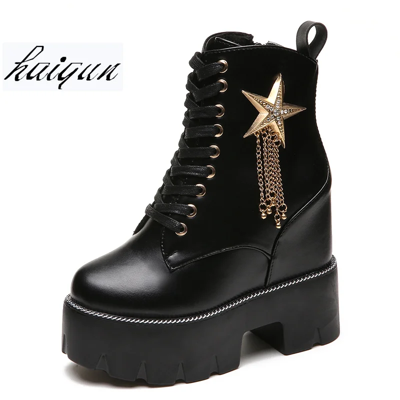 

2018 Autumn Winter New Stylish Women Ankle Boots Sexy Platform Round Toe Wedges Boots Woman Ankle Boots