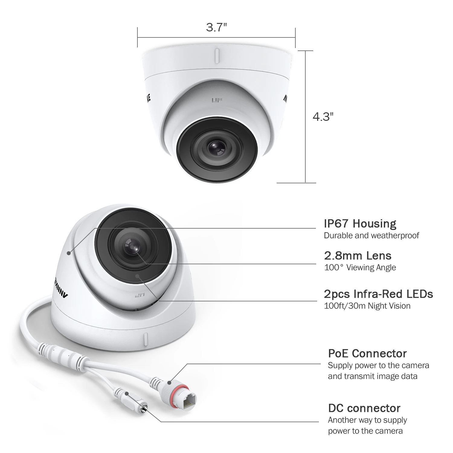  ANNKE 1PCS Ultra HD 5MP POE Camera Outdoor Indoor Weatherproof Security Network Bullet EXIR Night V