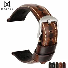 Ремешок для часов MAIKES из вощеной кожи, аксессуары для часов, брендовый масляный браслет для часов Panerai Seiko Fossil, 20 мм 22 мм 24 мм