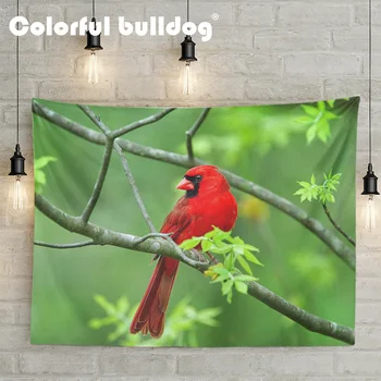 

Cute Animals Hanging Tapestry Birdcage Hang On the Tree Branch Wall Art Blankets Home Decorative Custom Large 150 cm Tapestries