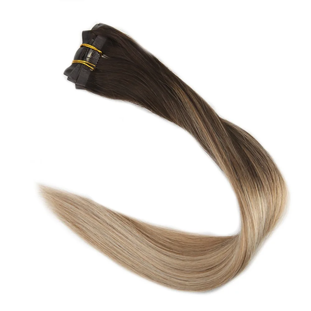 Full Shine Seamless Machine Made Remy Hair Colorful Thick Clip In
