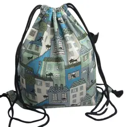 Drawstring сумка милый унисекс рюкзаки Ретро сумка на шнурке с рисунком Рюкзак для женщин Милые 3D Crazy Head печатных мешки с Кулиской