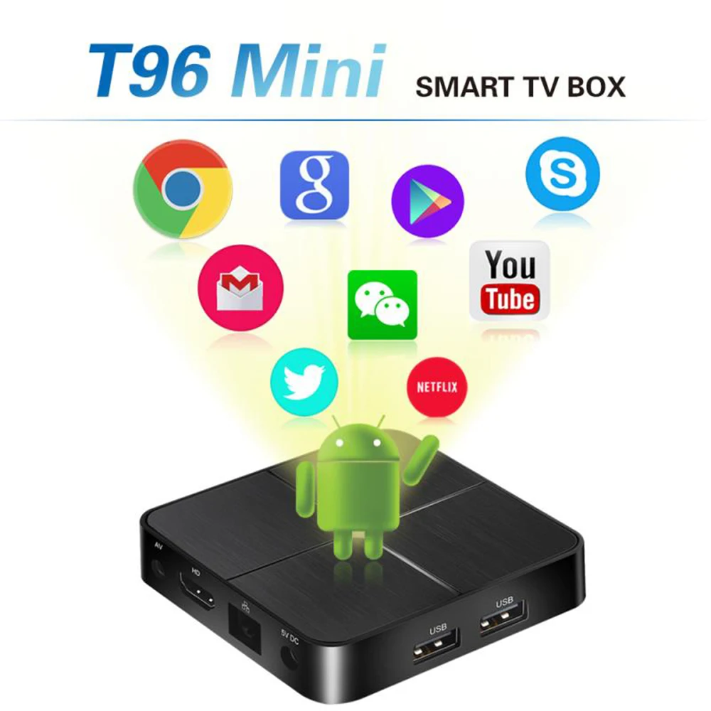 T96 Mini Android 7.1 Smart TV Box DDR3 2G+16G RK3229 Quad Core 2.4G WiFi 4K Set Top Box Streaming Media Player PK X96mini