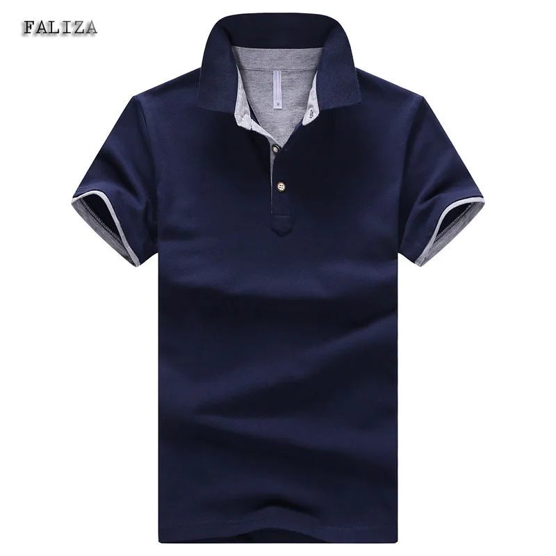 

FALIZA 2018 Solid New Cotton Polos Shirts Men Turn-down Collar Polos Men 4XL Casual Short Sleeve Camisas Polos Summer TX-104