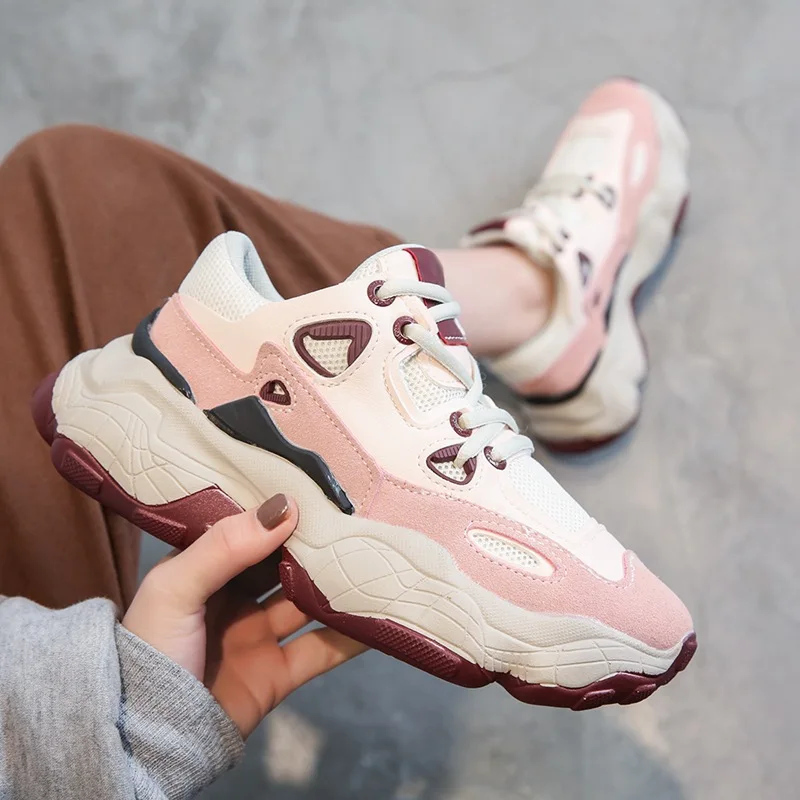 Women Chunky Sneakers Fashion Comfort Women Shoes Lace up Casual Shoes Women Sneakers Platform Dad Shoes Women Vulcanize Shoes