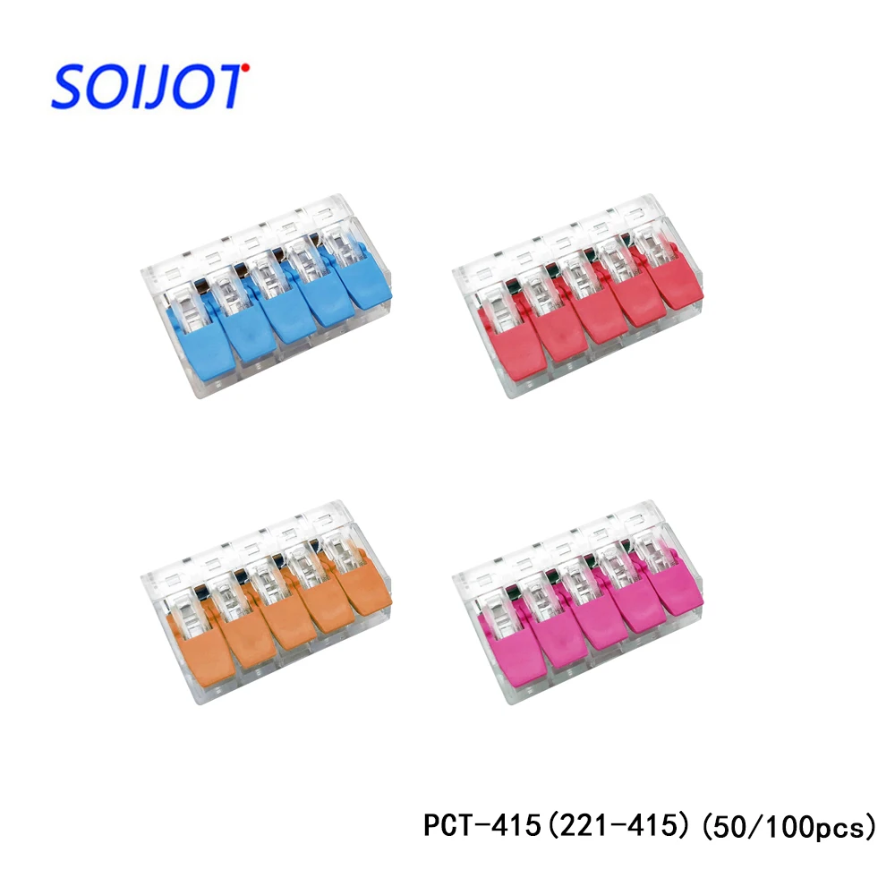 100 шт./лот заменить 221 Серии Мини Быстрый провод разъемы, универсальный компактный соединитель проводки PCT-415 221-415
