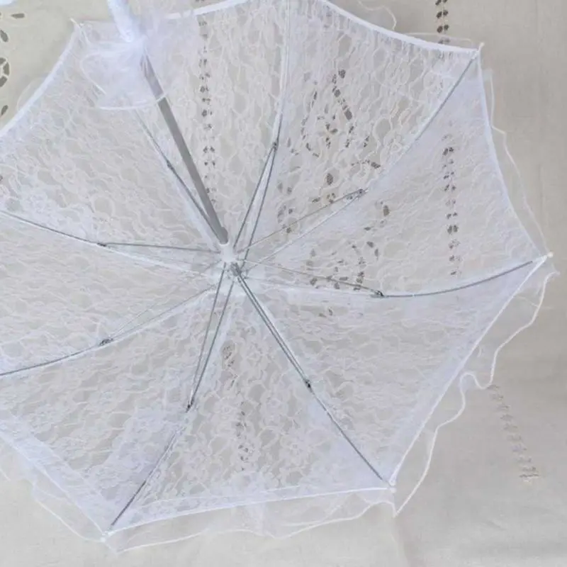 Женский свадебный зонтик в западном стиле с цветочным кружевом, Свадебный зонтик для невесты с ручным открыванием, романтический зонтик с оборками