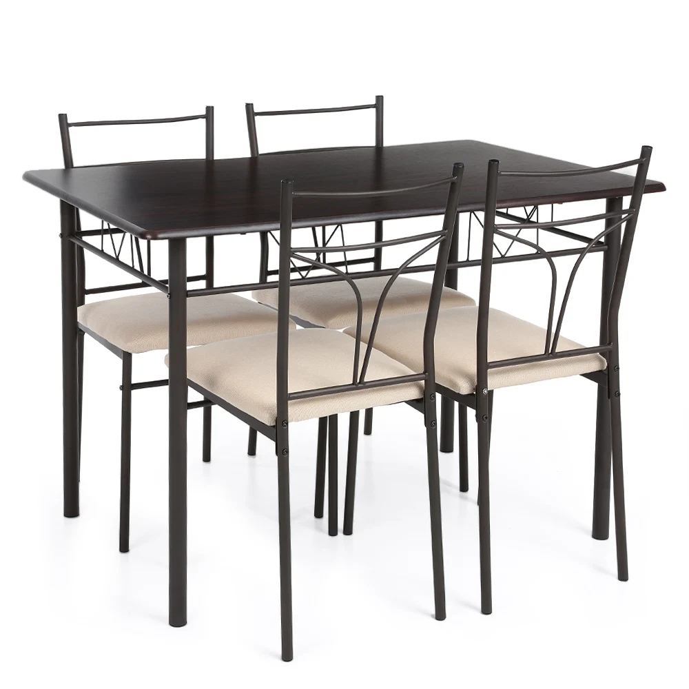 Ikayaa 5pcs Dining Set Modern Metal Frame Kitchen Table Ikayaa 5pcs Dining Set Modern Metal Frame Kitchen Table Chairs For 4 Person Furniture Us Fr De Stock In Tables From On