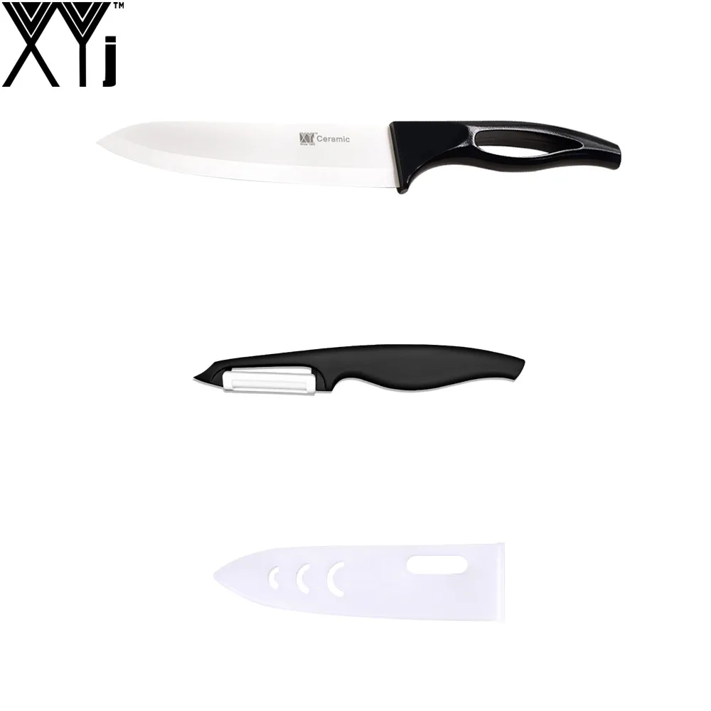 XYj Brand Ceramic Knife Zirconia ABS+TPR Black Handle Fruit Vegetable