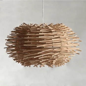 

50cm Modern Wooden Rattan Bird Nest Pendant Light, Add a touch of natural elements to your kitchen, dining or living area