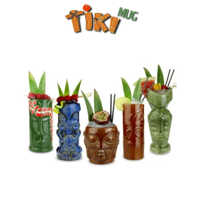 Керамическая рельефная тотемная чашка TIKI кружка с изображением лица гавайская