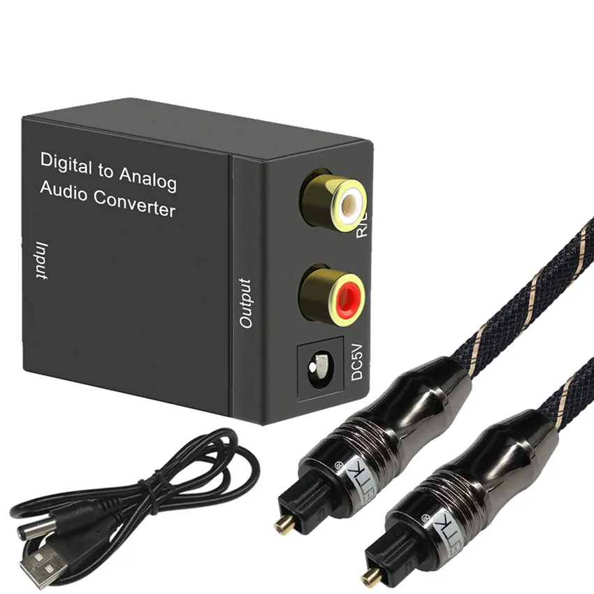 Digital to Analog Audio Converter Adapter Digital Optical Fiber Coaxial RCA Toslink Signal to Analog Audio Converter RCA for DVD (1)