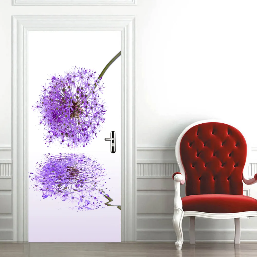 Современные художественные свежие цветы обои наклейки на стену ПВХ самоклеющиеся Съемные 3D двери наклейки на стену двери спальни декор плакат