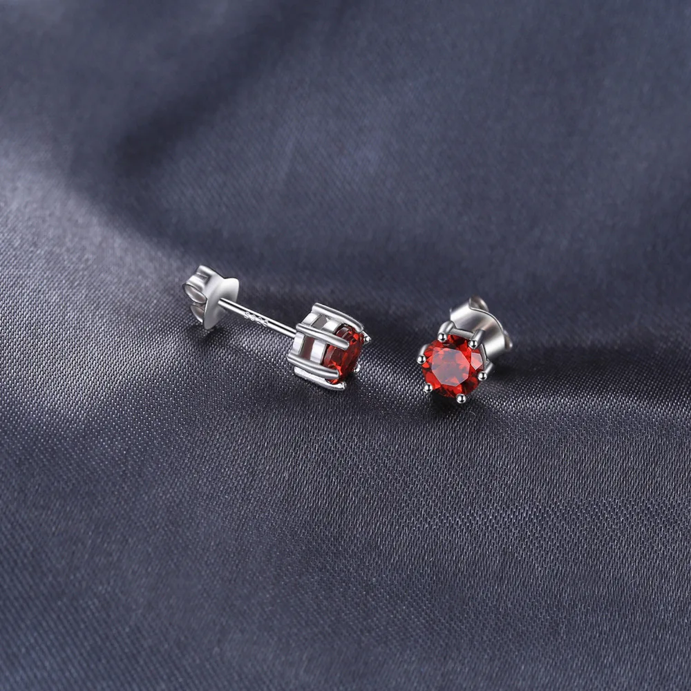 Jewelrypalace круглый 1.2ct натуральный красный гранат Серьги одноцветное 925 серебро