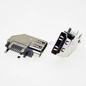 

50pcs HDMI Jack Female Socket A TYPE 19P Side Vertical 4 Fix Feet 90 degree DIP