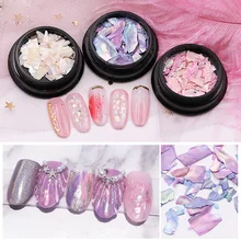 1pot нерегулярная Русалка сломанная оболочка блёстки декорация для ногтей градиент украшения натуральный Абалон ломтики 3d Маникюр УФ гель DIY горячий