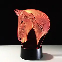 USB новинка подарок 7 цветов Изменение животное лошадь светодиодный ночник 3D светодиодный стол настольные лампы как украшение дома дети