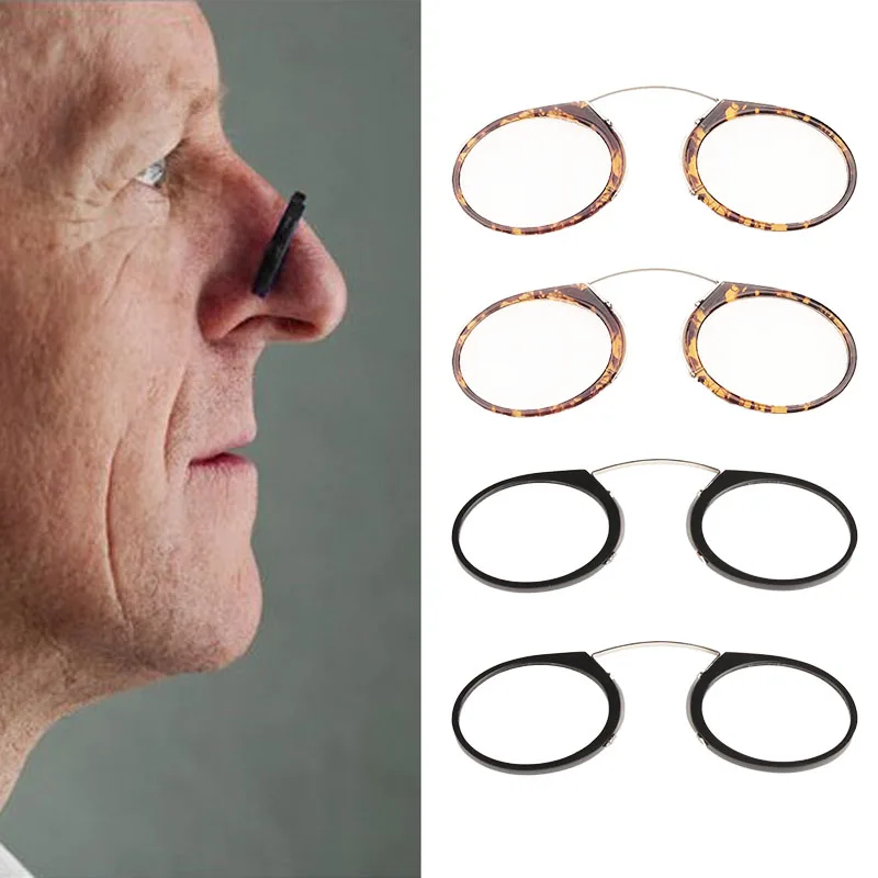 Портативные очки для дальнозоркости с зажимом для носа, круглые линзы из смолы, очки для чтения с ультратонкими мини-очками+ 1,5+ 2,0