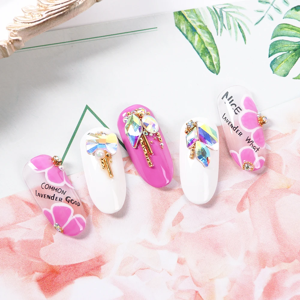 10 pcs 3D رسومات أظافر الديكور الراين حورية البحر الزجاج القرع الأحجار المعين جولة مسمار بلورات حُليات المجوهرات التبعي JI908