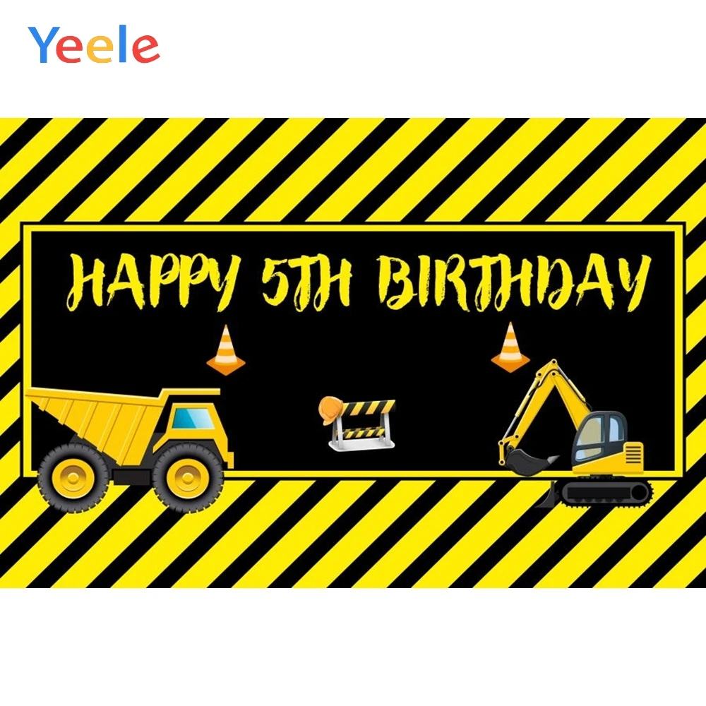

Yeele Baby Boy 5th Birthday Construction Party Photography Backgrounds Vinyl Custom Photographic Backdrop For Photo Studio Props
