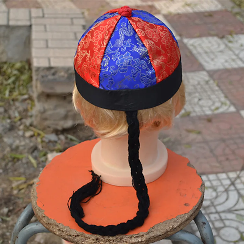 Вышитая коса череп шапка Корона шапка принца для детей Женская мужская шапка помещика императорская шляпа в Китае Династия Цин GH-378