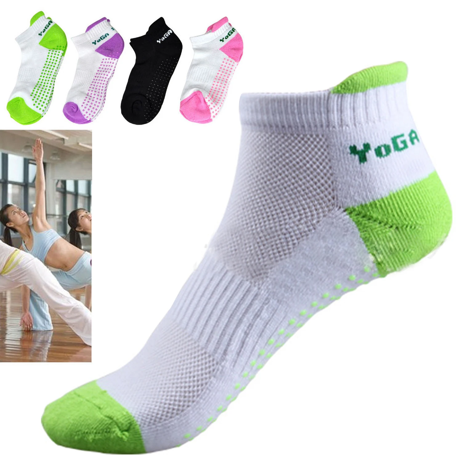 Image Professional Soft Cotton Non Slip Sports Socks Yoga Socks Silicone Massage Socks Pilates Socks