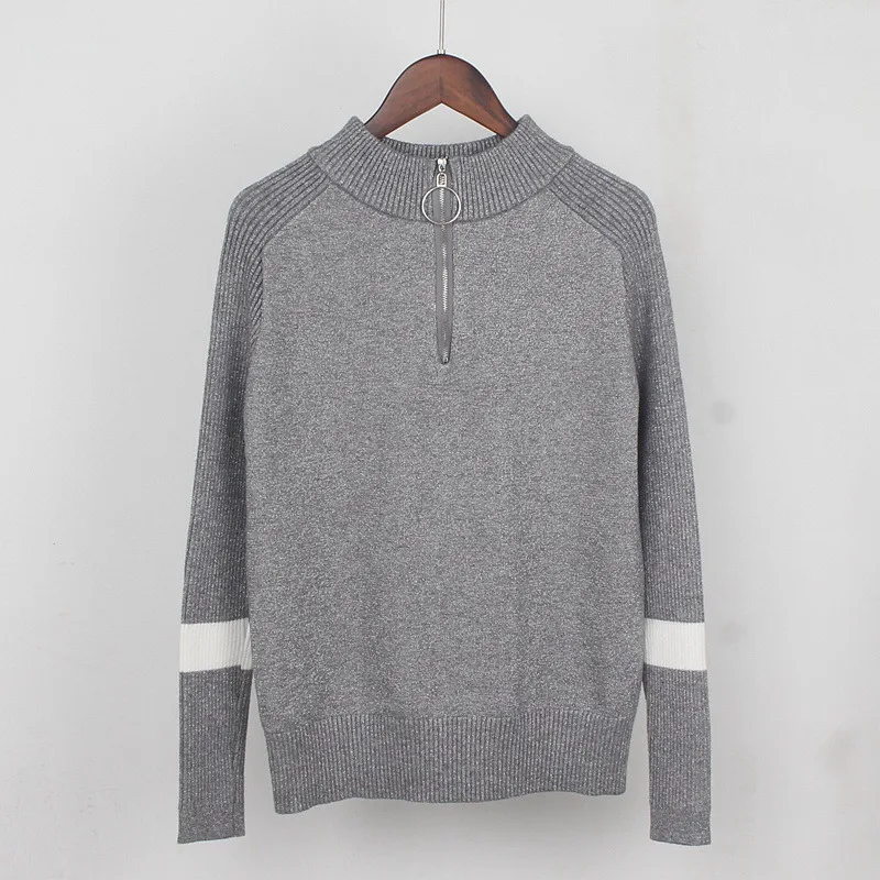 ONLYSVTER, осенне-зимний женский пуловер, свитер с люрексом, блестящая верхняя одежда, спортивный джемпер, вязаный теплый женский свитер - Цвет: grey 1818