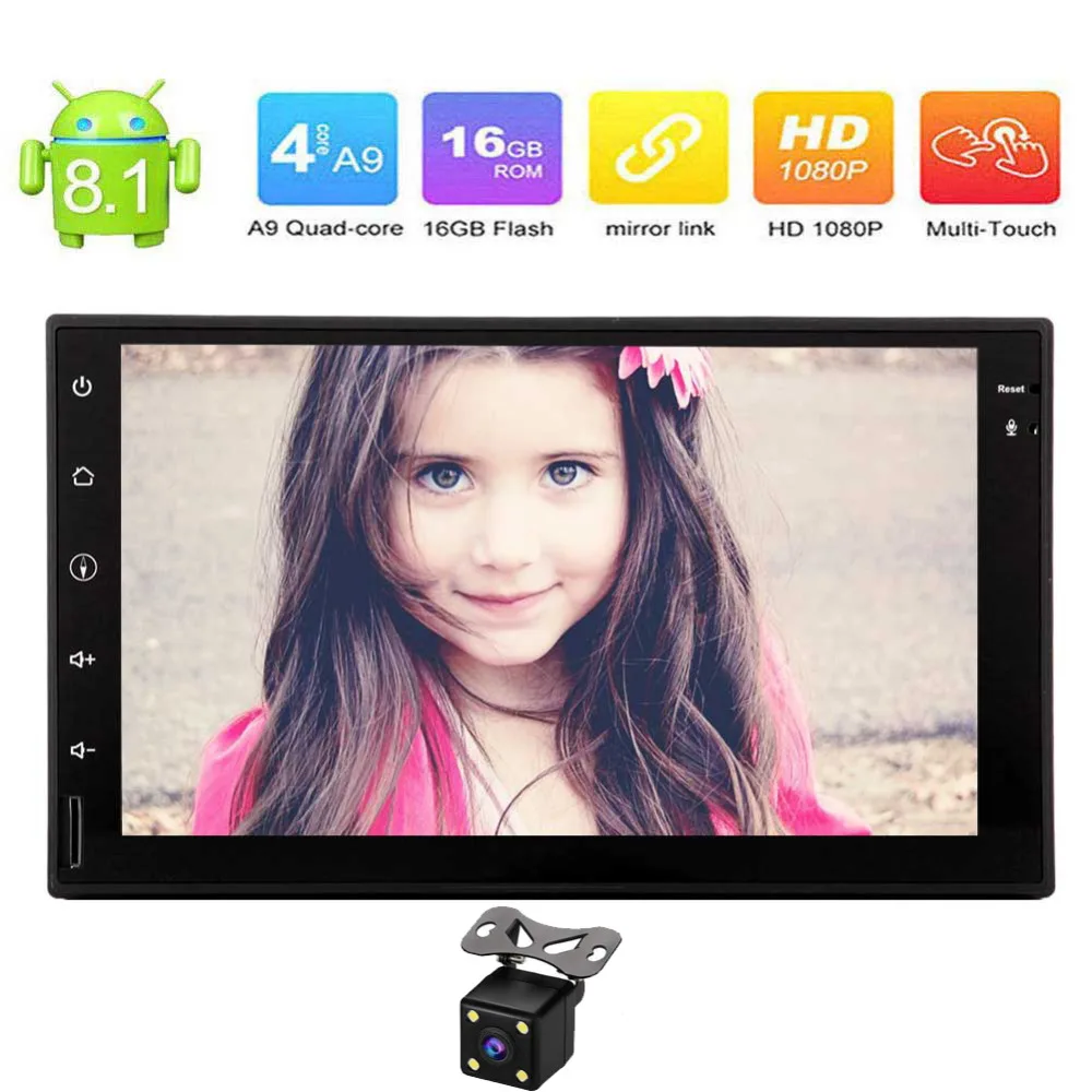 RDS Radio Bluetooth WIFI Mirror Link 7 inch Capacitive Touch Screen Android 8.1 System Double 2 Din Headunit Built-in GPS Navi | Автомобили