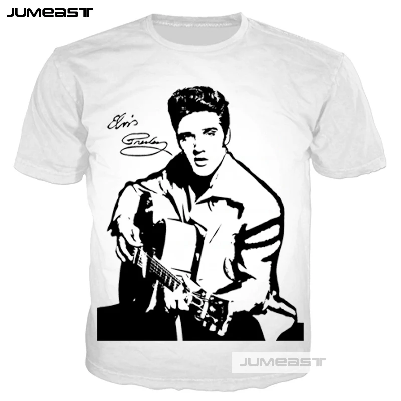 

Jumeast New 3D Printed Elvis Presley Men/women Fashion Rock Singer The King T-Shirts Summer O-neck Streetweart Short Sleeves