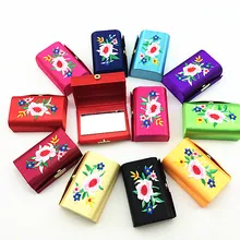 Вышитый двойной тюбик для губной помады зеркальный ювелирный Подарочный ящик шелковая парча футляр для бальзама для губ блеск для губ упаковочная коробка 12 шт./партия