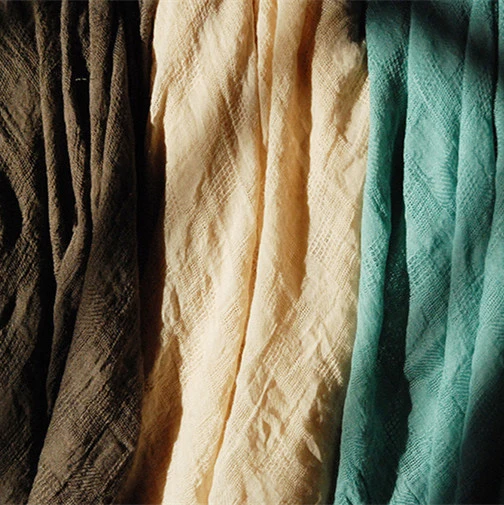 

100cm*130cm stripe linen crepe fabric crinkled cotton material for curtains scarf dress