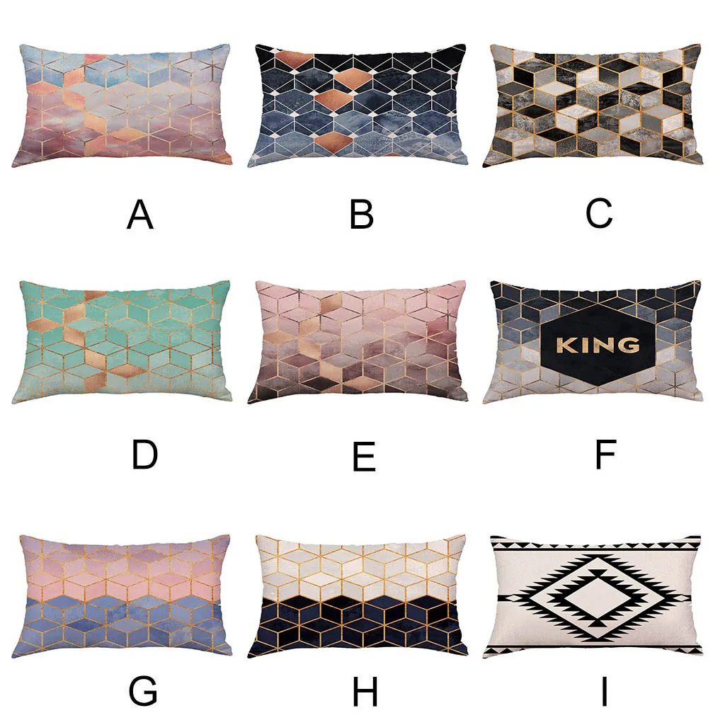 

30x50cm Cushion Cover Colorful Rhombus Printed Pillow Case Geometric Style Short plush Decorative Pillowcase For Home Sofa Decor
