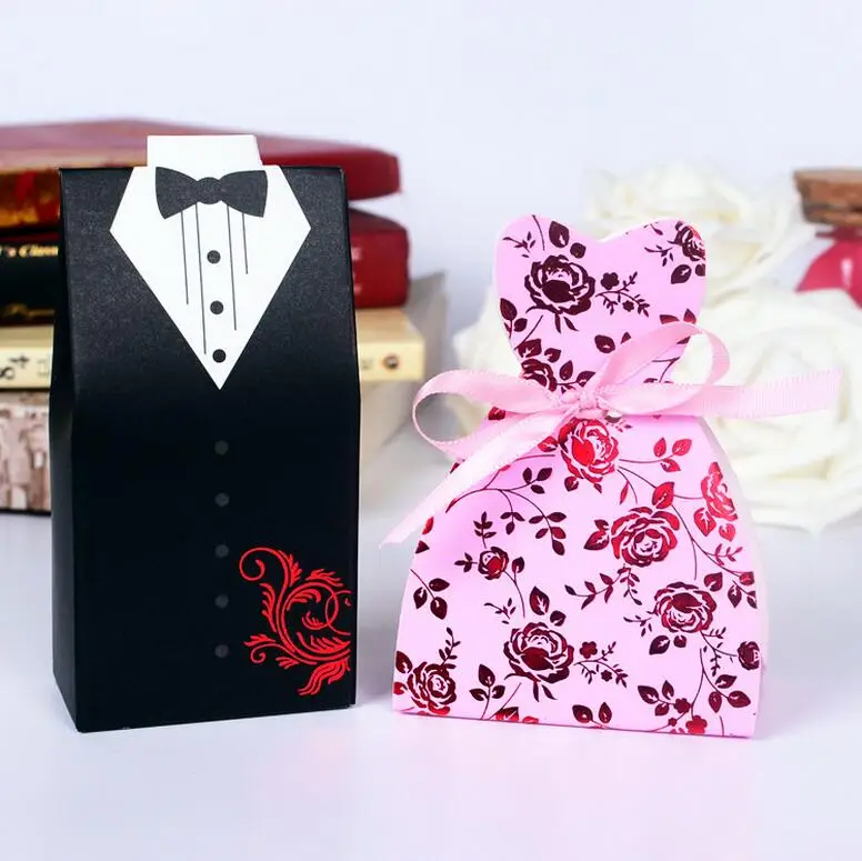 bride groom suit paper candy chocolate gift box for wedding birthday tea party 