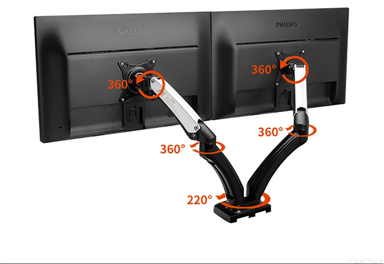 Новинка NB F180 газовая пружина полное движение 1"-27" двойной экран Настольная подставка для монитора Зажимная/втулка тв крепление с двумя портами usb