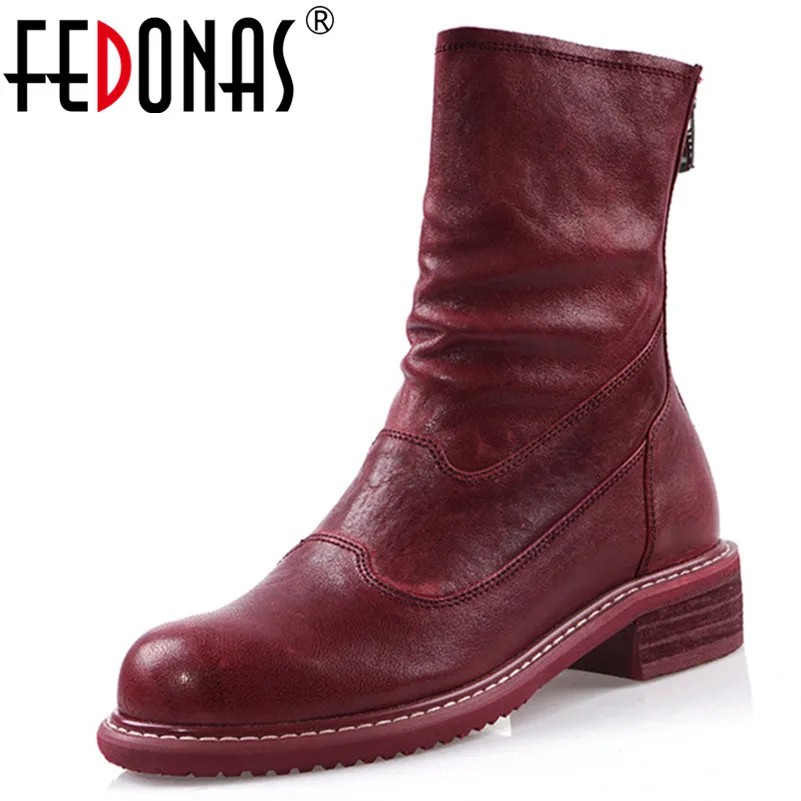 

FEDONAS Autumn Winter Popular Women Ankle Boots Quality SheepSkin Short Boots Zipper High Heels Party Night Club Shoes Woman