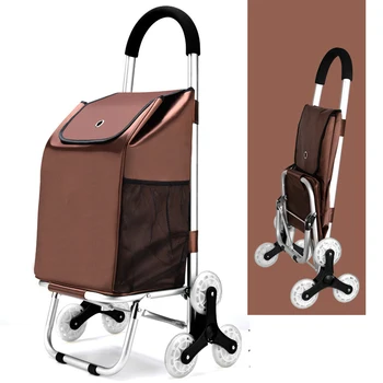 

Buy food small cart gold shopping cart folding portable climbing building hand cart trolley trolley trailer