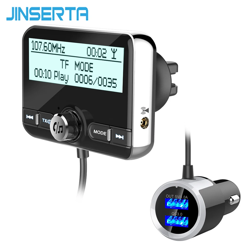 

JINSERTA Wireless in Car DAB Receiver MP3 Music Player Bluetooth FM Transmitter Handsfree QC3.0 USB Fast Charger DC12V-24V