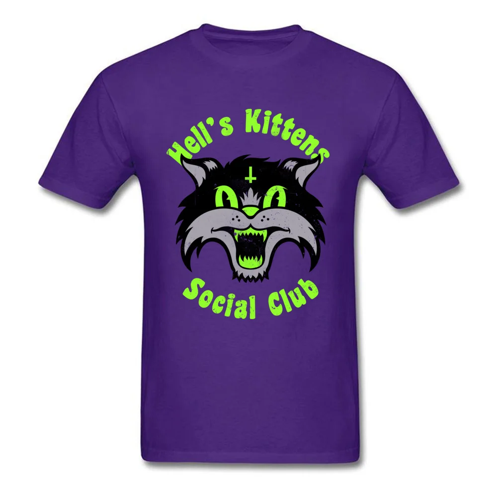 LeisureCasual Short Sleeve T Shirt Labor Day 2018 Discount O-Neck 100% Cotton Tee-Shirts Men Top T-shirts Hells Kittens  Hells Kittens purple