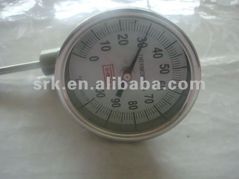 Промышленный биметаллический термометр с универсальным углом, корпус SS304 от 0 до 100C