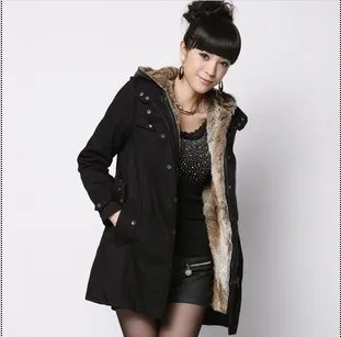 FUR COAT Winter Jacket Women Clothing Thick Fur Liner Thicker Parkas Cotton Warm Coat Outerwear Hooded Belted Plus 3XL