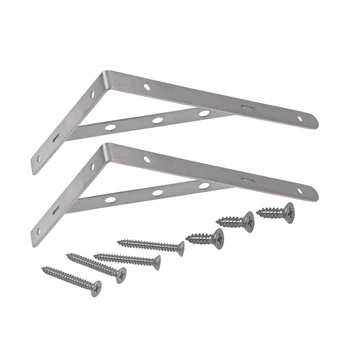

2pcs Stainless Steel Brackets 10 Inch Floating Shelves Tripod Triangle Heavy Duty Shelf Bracket Corner Brace Support Wall Han