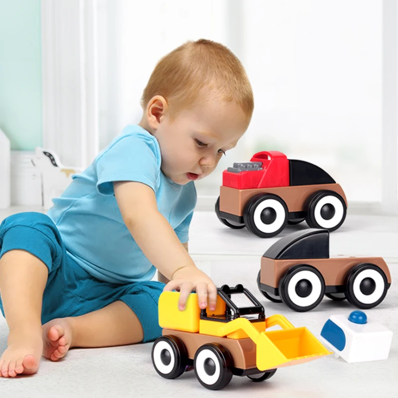 

Children's toy car excavator excavator engineering building blocks DIY car scooter baby toy boy 3-6 years old