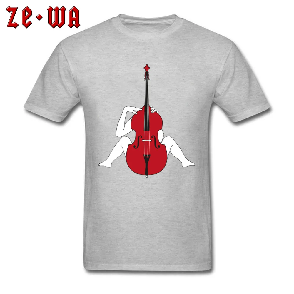 Double Bass Lover Brand New Cool Tops Shirt O Neck Lovers Day All Cotton Short Sleeve T-Shirt for Men Design Tee-Shirts Double Bass Lover grey