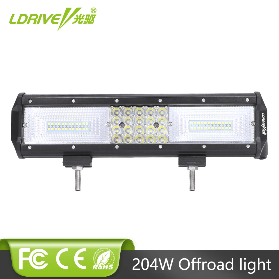

LDRIVE Quad Row 12 Inch LED Car Light Bar 204W Combo Beam Car Truck Trailer 4X4 ATV UTV LED Working Light Lamp Bar 12V 24V 6000K